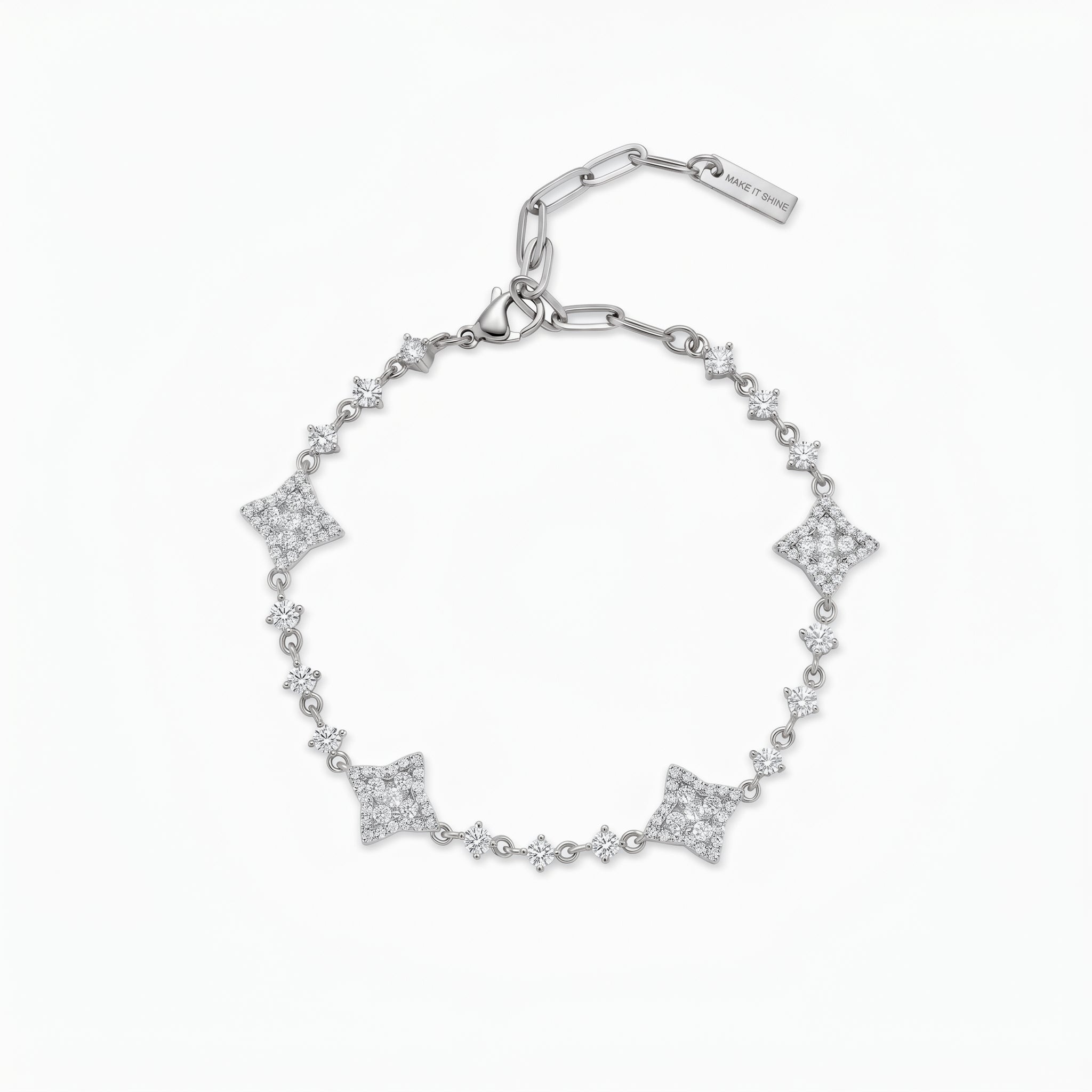 Bracelet Flower Tennis Argenté - Pierres blanches