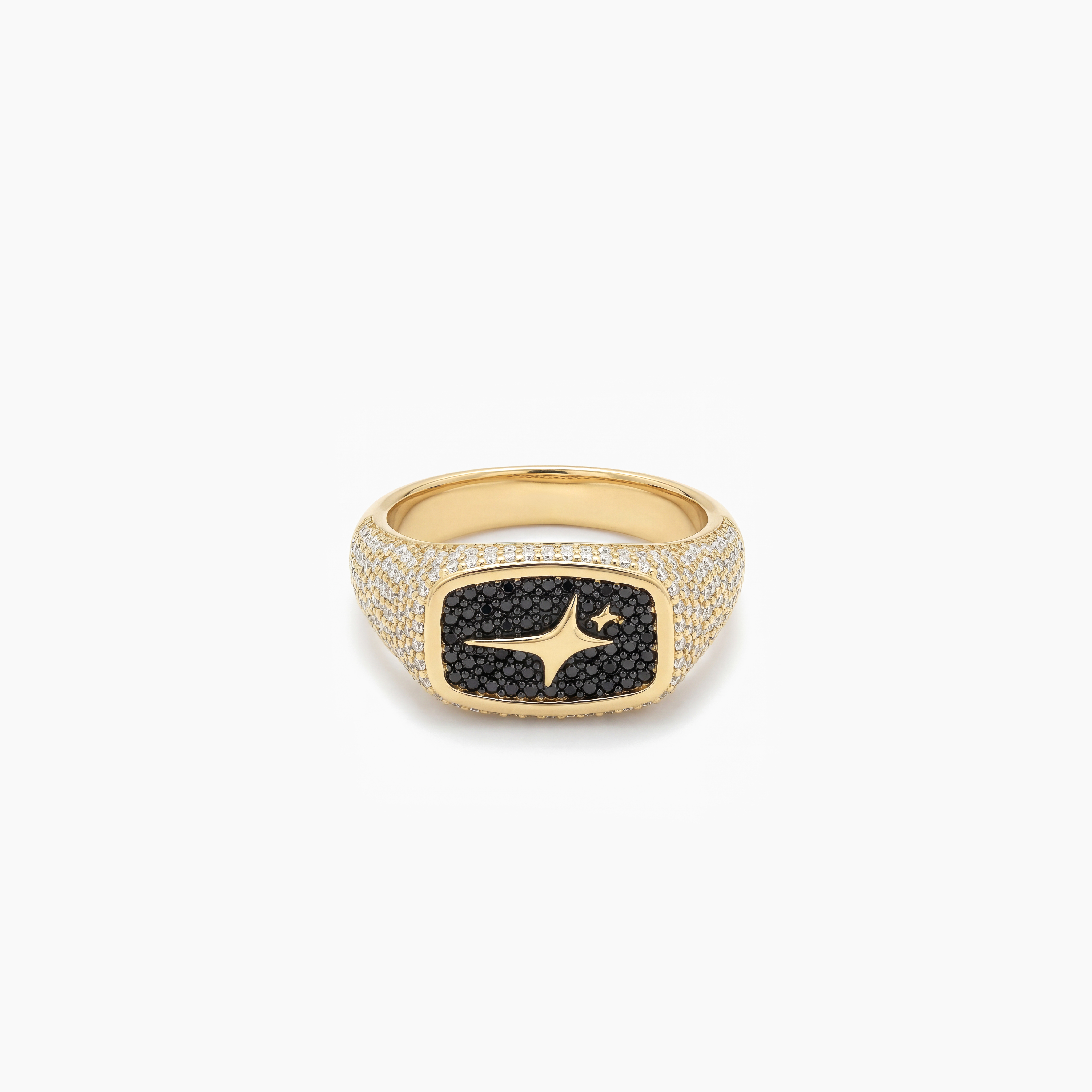 Iced Rectangle signet ring dorée