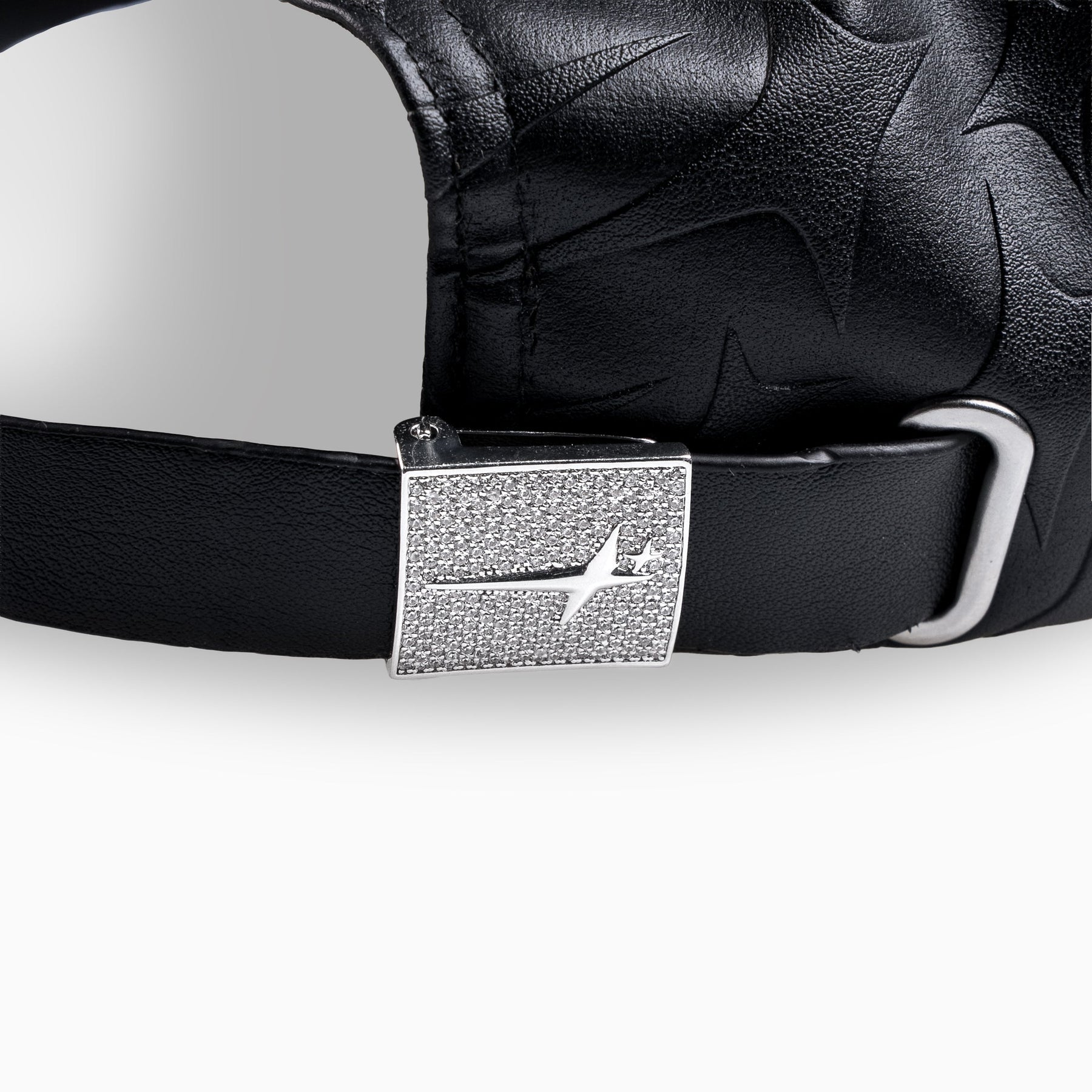 Leather Monogram Cap - Noir & Moissanite