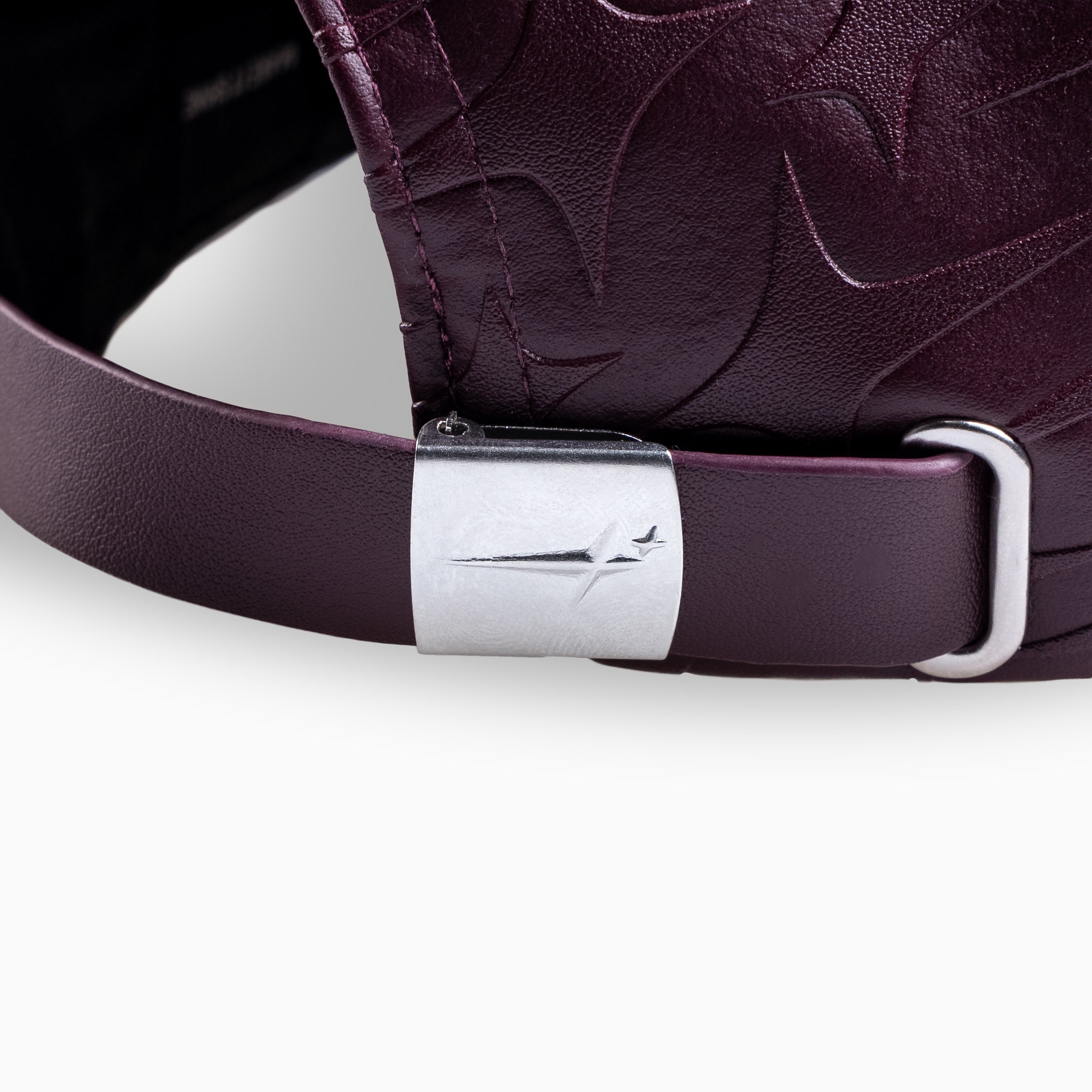 Leather Monogram Cap - Bordeaux