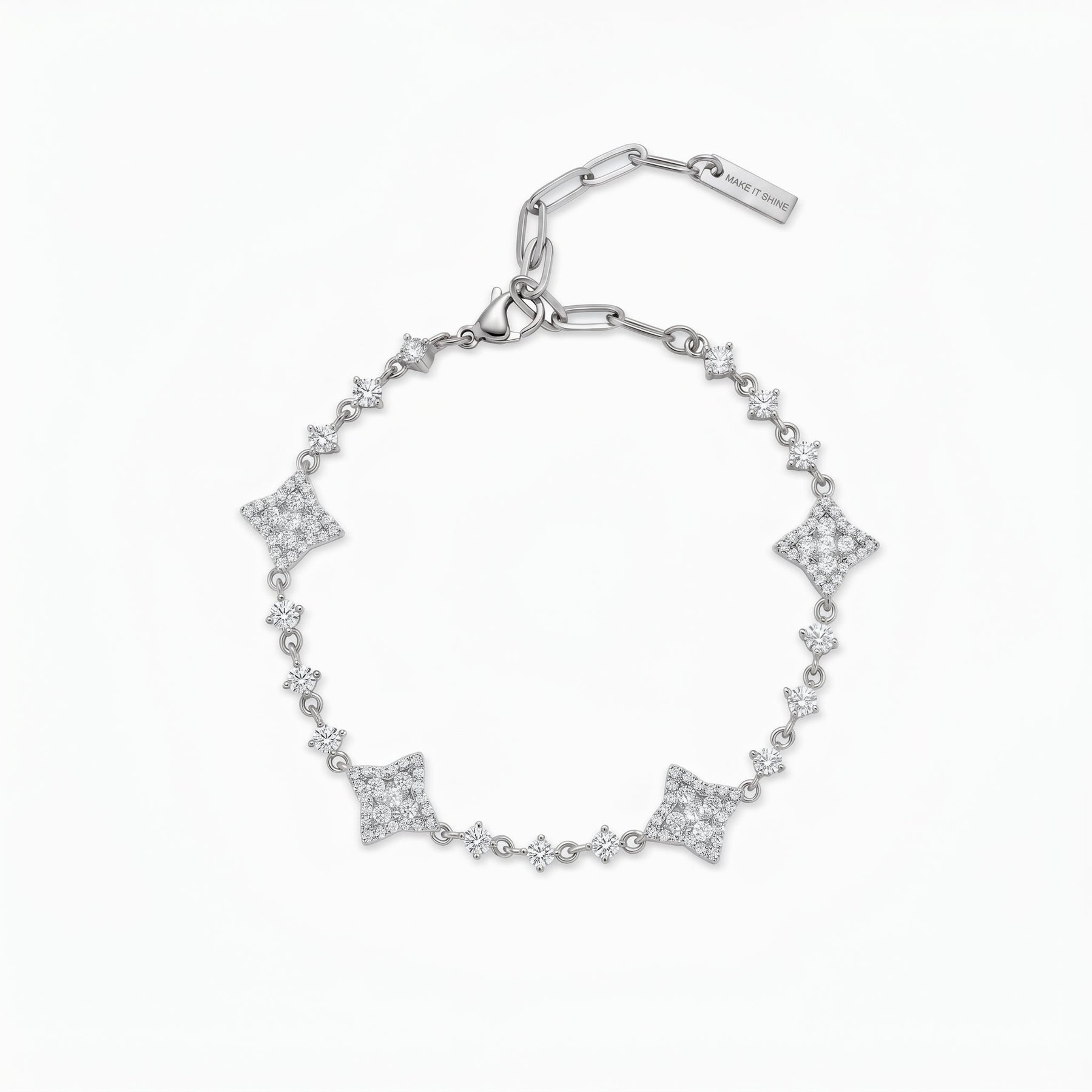 Bracelet Flower Tennis Argenté - Pierres blanches