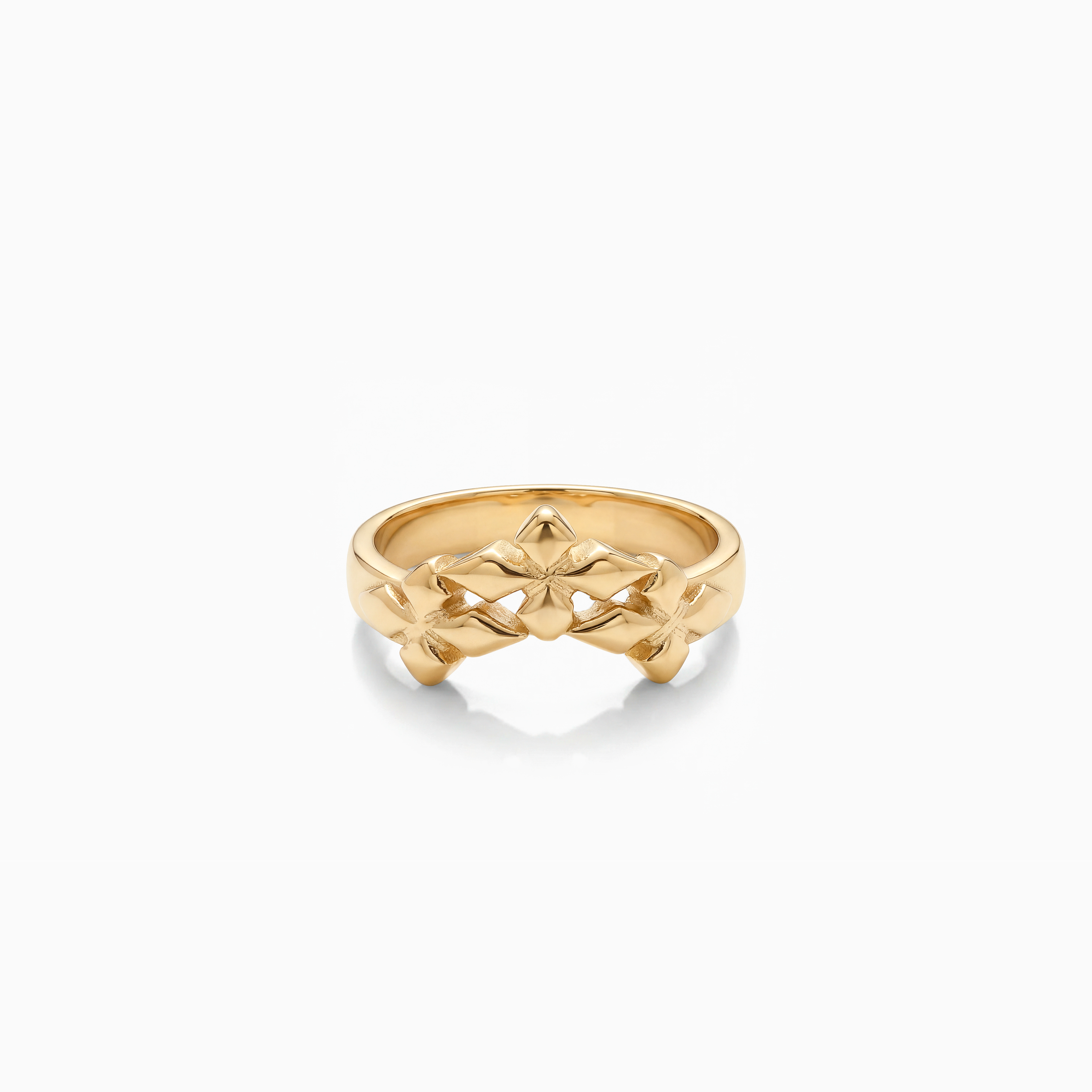 Triple crossed star ring - Doré